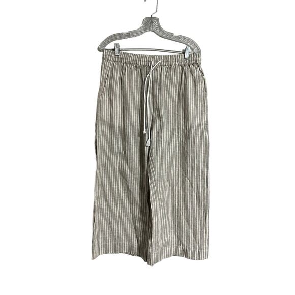 Beach Lunch Lounge Linen Blend Wide Leg Striped Med - Picture 1 of 4